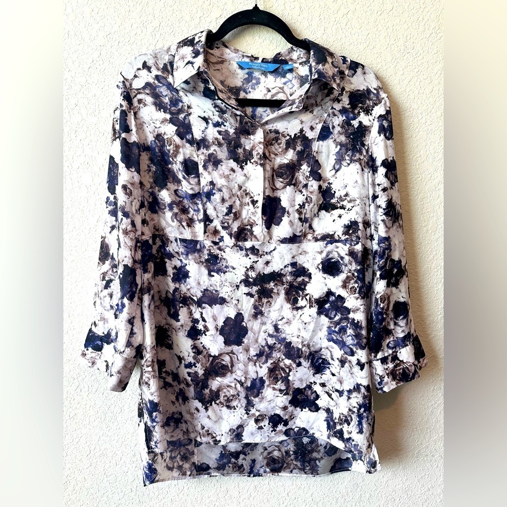 Simply Vera Vera Wang Blouse, L ,White and Purple